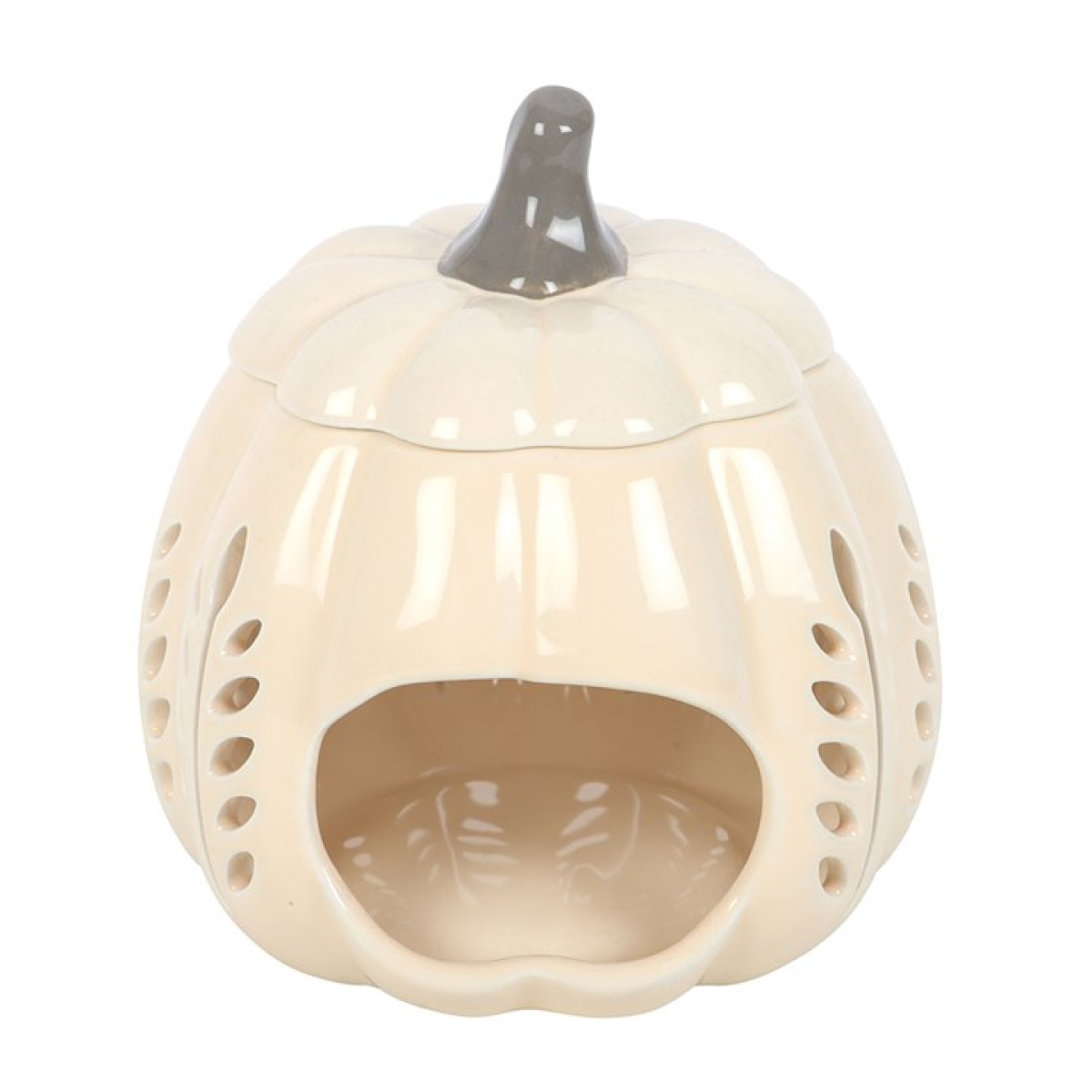 Cream Leaf Cut Out Pumpkin Oil Burner and Wax Warmer 13cm