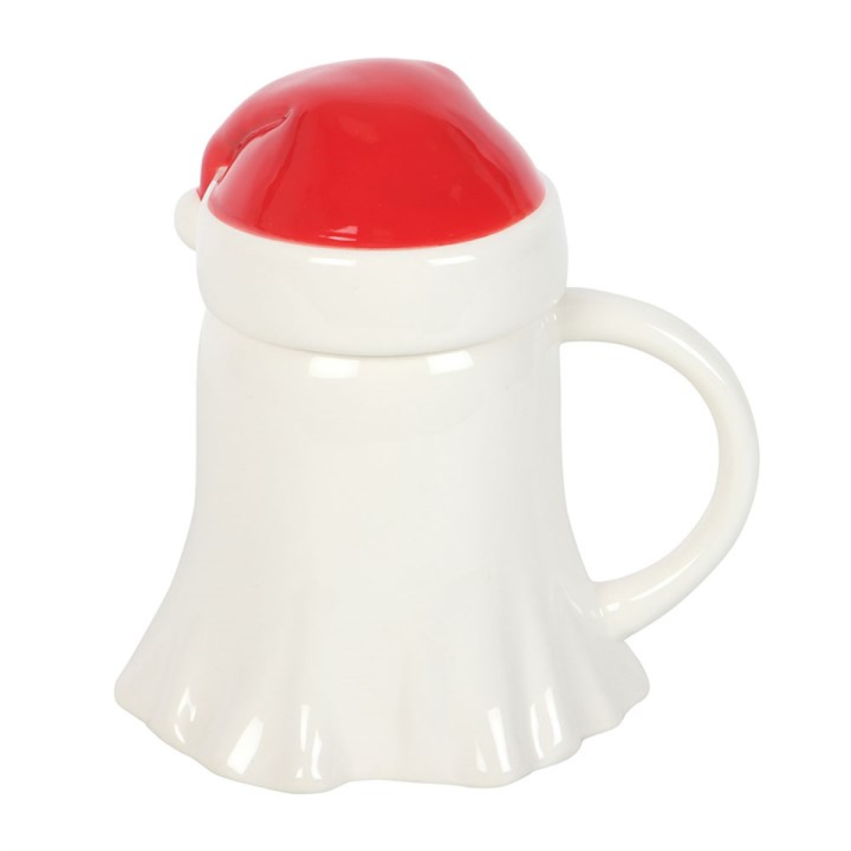 Ghost Shaped Mug with Santa Hat Lid 14.5cm