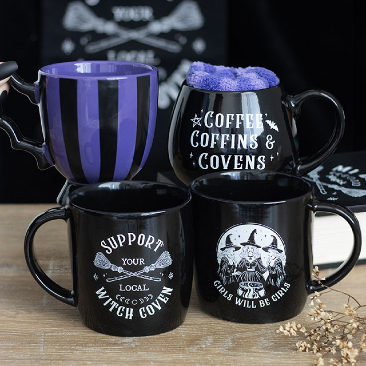 Coffee, Coffins & Covens Mug and Socks Set 14cm