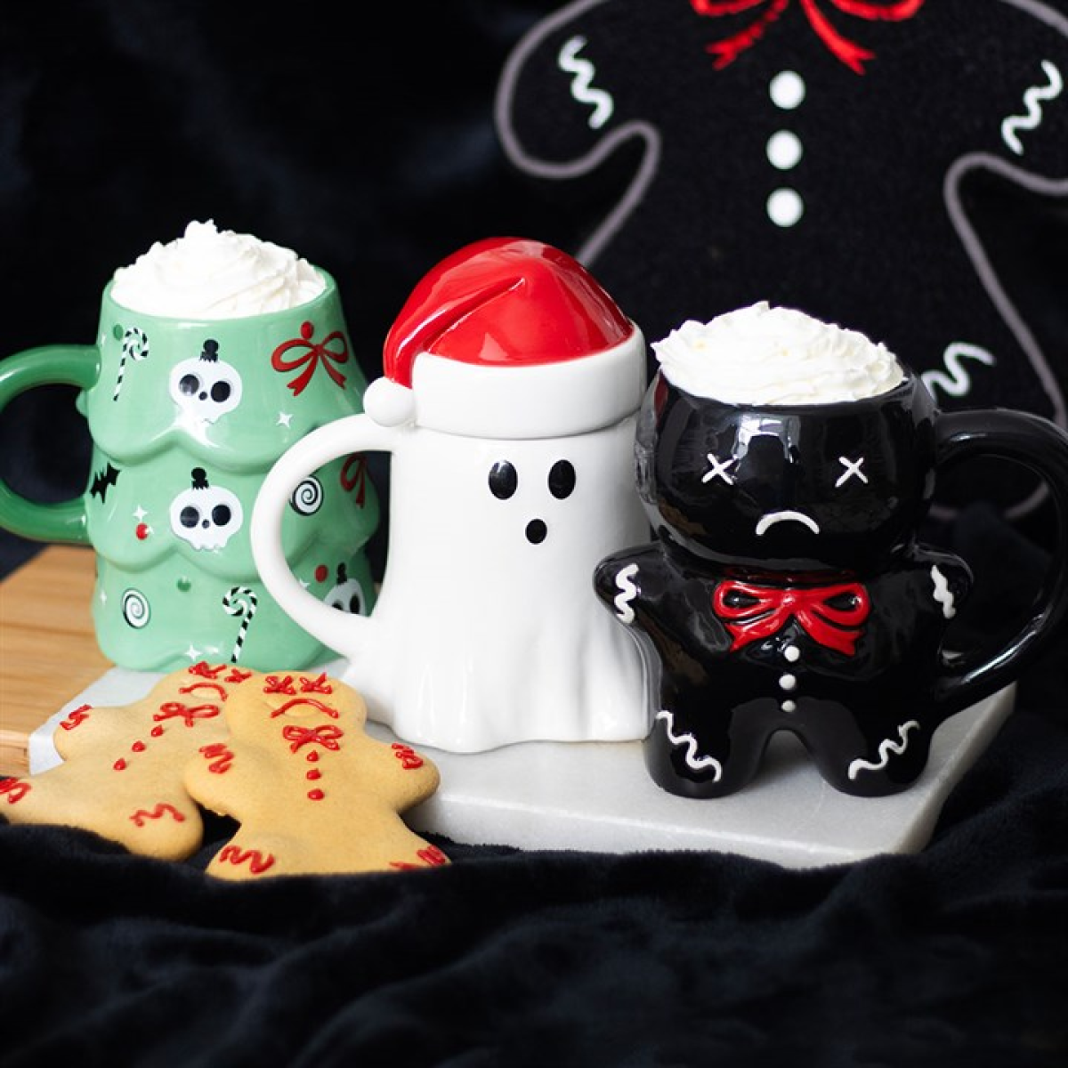 Ghost Shaped Mug with Santa Hat Lid 14.5cm