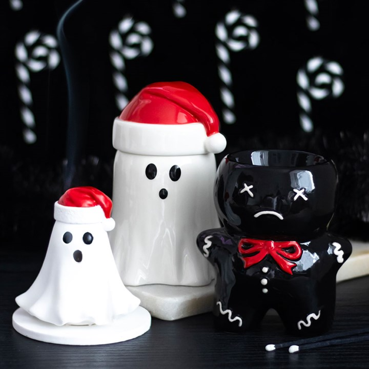 Ghost with Santa Hat Incense Cone Holder 10.5cm