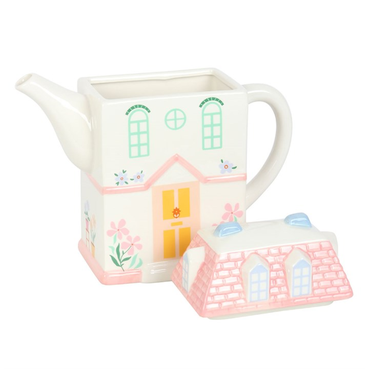 Pastel House Shaped Teapot 22cm