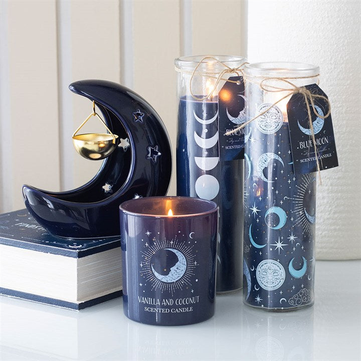 Blue Crescent Moon Hanging Oil Burner 13.5cm