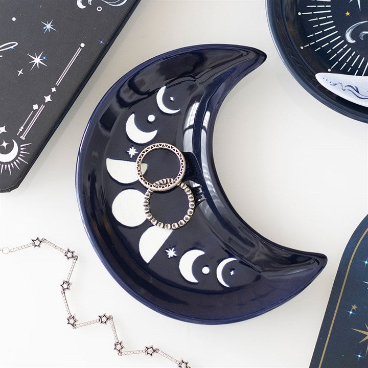 Blue Moon Phase Crescent Moon Trinket Dish 12.5cm
