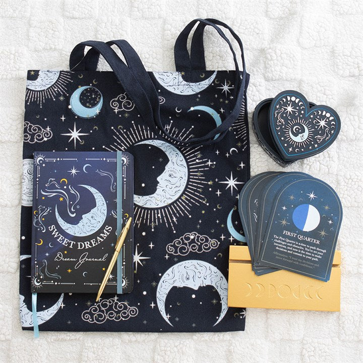 Set of 8 Moon Phase Cards with Wooden Stand 16cm