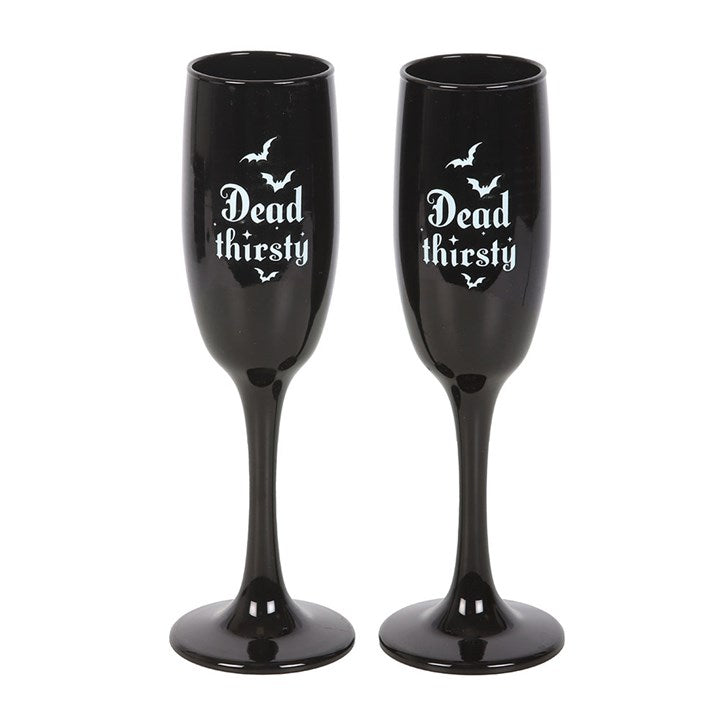 Set of 2 Dead Thirsty Champagne Flutes