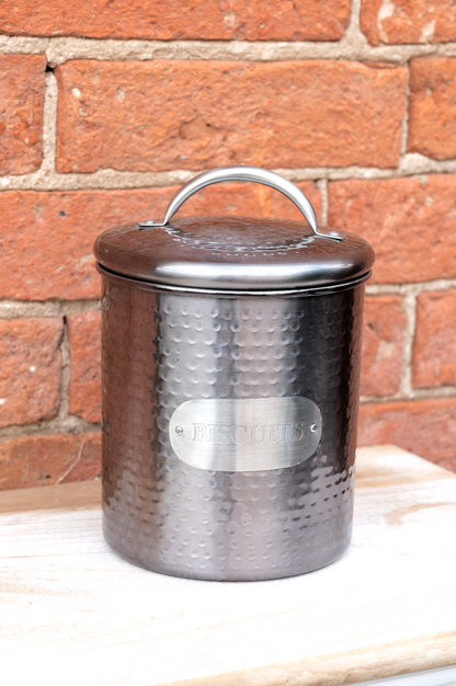 Grey Stainless Steel Biscuit Tin