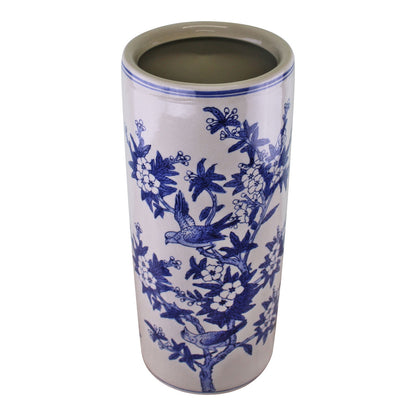 Umbrella Stand, Vintage Blue & White Bird Design