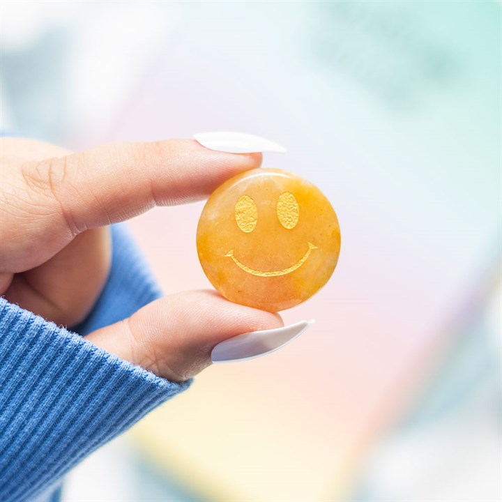 Be Brave Yellow Jade Happy Face Crystal 3cm