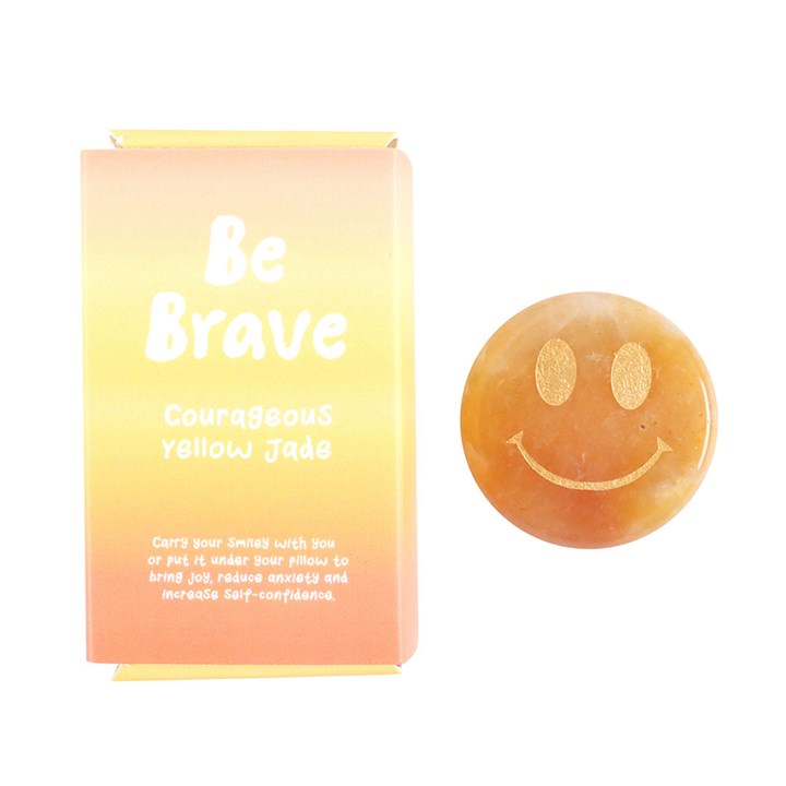 Be Brave Yellow Jade Happy Face Crystal 3cm