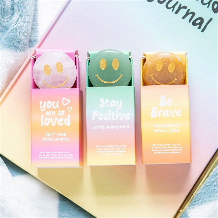 Be Brave Yellow Jade Happy Face Crystal 3cm