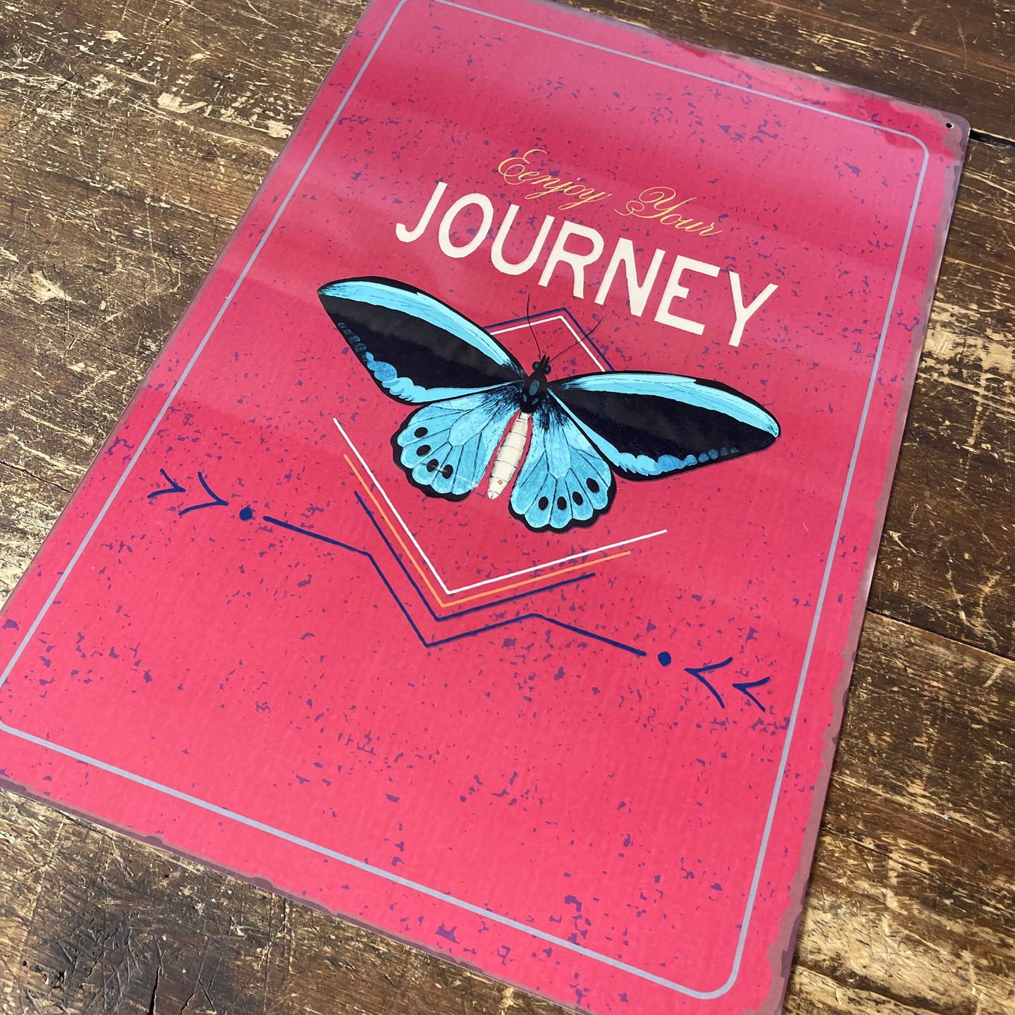 Vintage Metal Sign - Enjoy Your Journey Butterfly Design