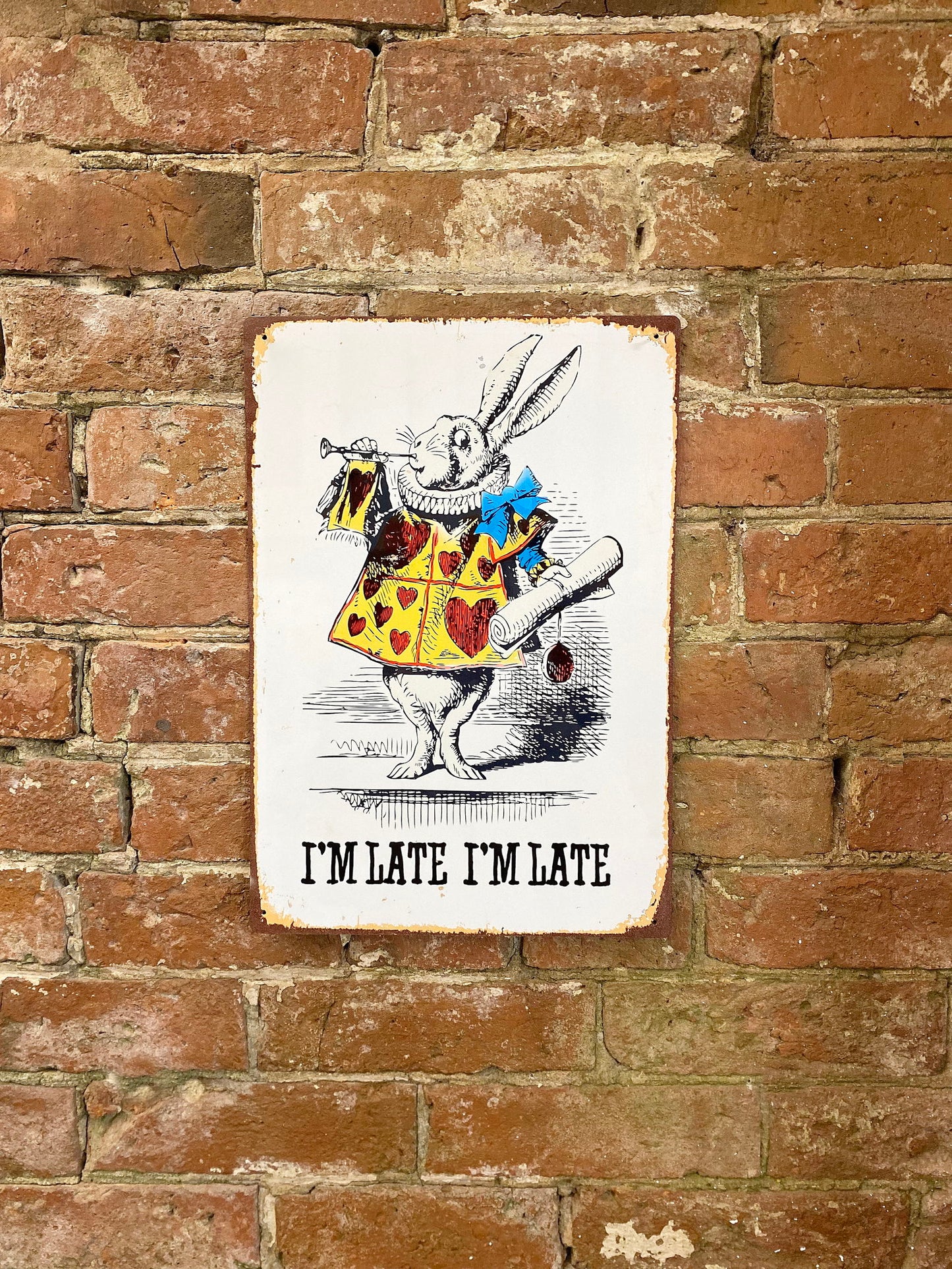 Vintage Metal Sign - Alice In Wonderland - I'm Late, White Rabbit