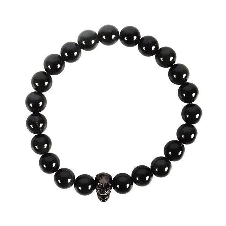 Black Obsidian Skull Bracelet 9cm