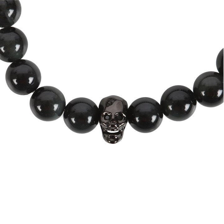 Black Obsidian Skull Bracelet 9cm