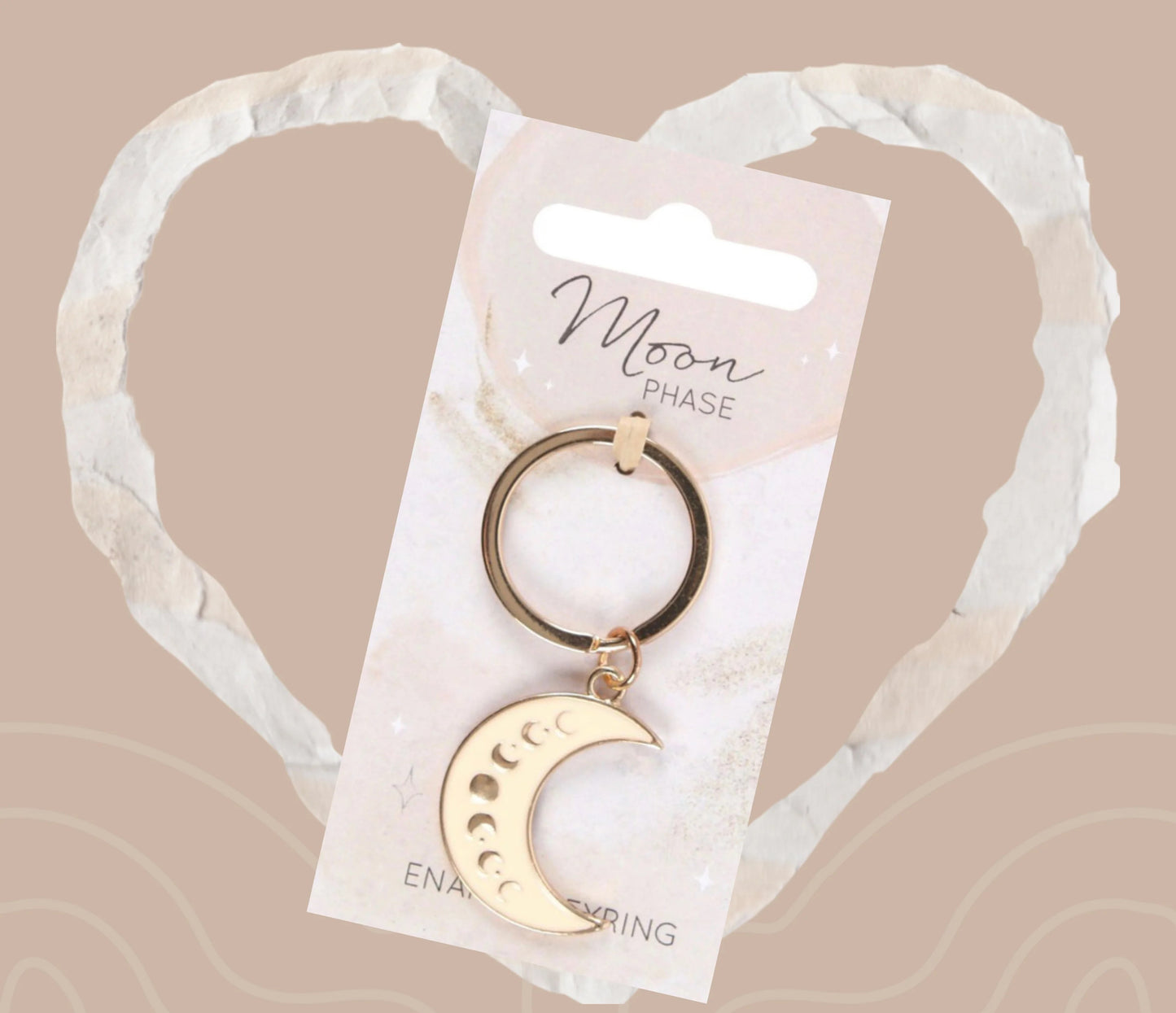 Moon Phase Crescent Enamel Keyring