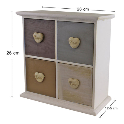 White & Neutral Coloured Love Heart Trinket Drawers