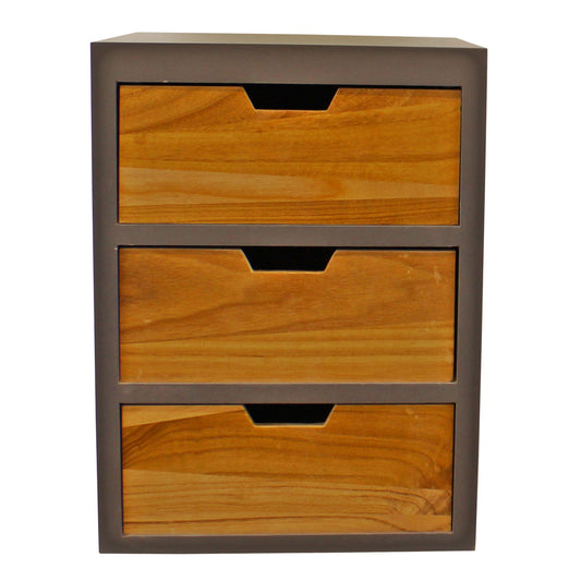 3 Drawer Chest In Grey Finish With Natural Drawers With Removable Legs