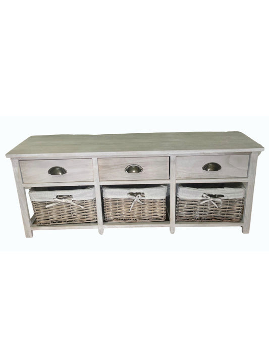 Douglas 3 Drawer Grey Wood Grain Effect Cabinet