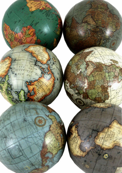 Set of 6 x 3 Inch Decorative Globes In Assorted Colours