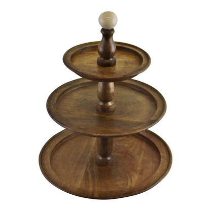 Country Cottage 3 Tier Mango Wood Cake Stand