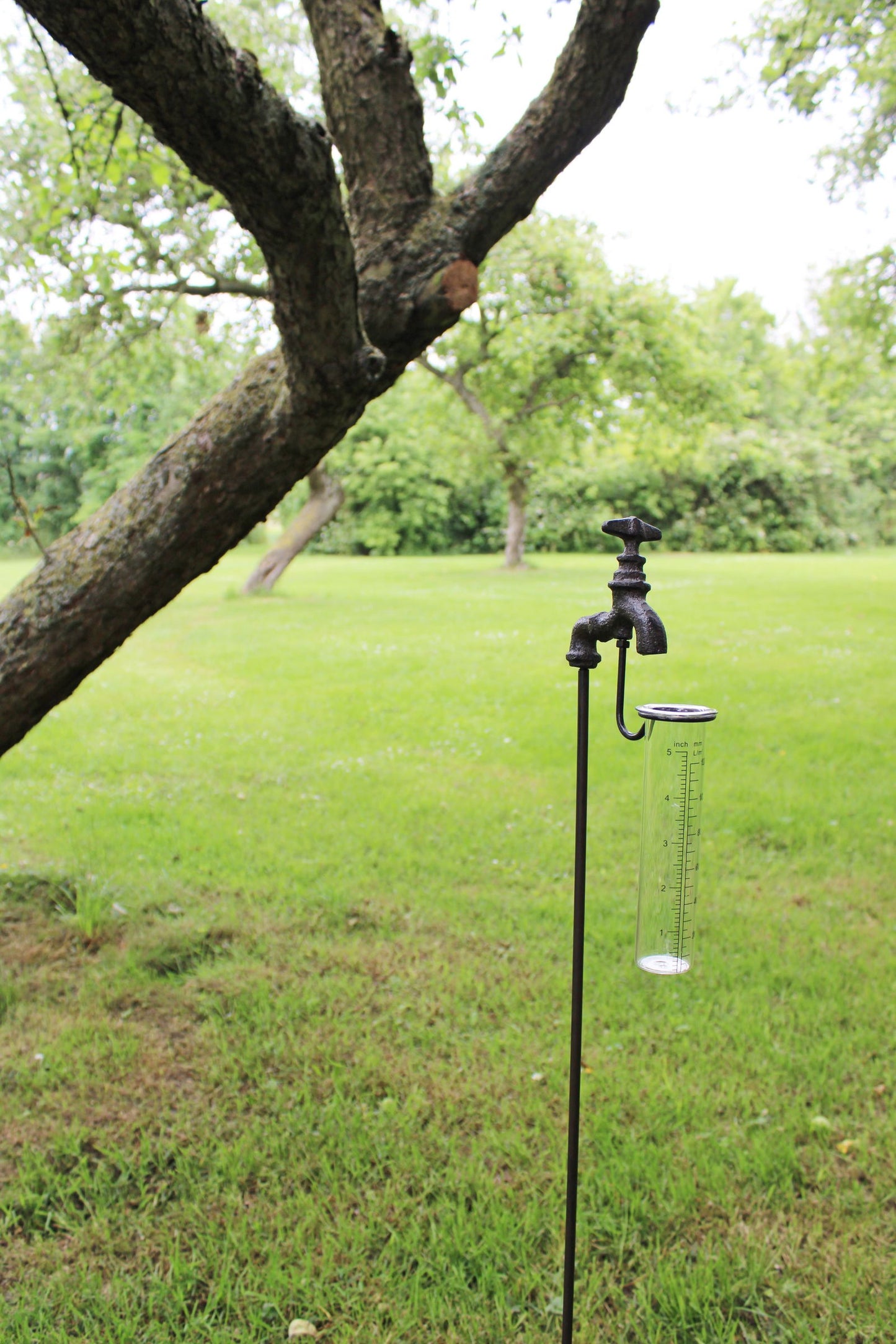 Cast Iron and Glass Garden Rain Gauge, Outside Tap