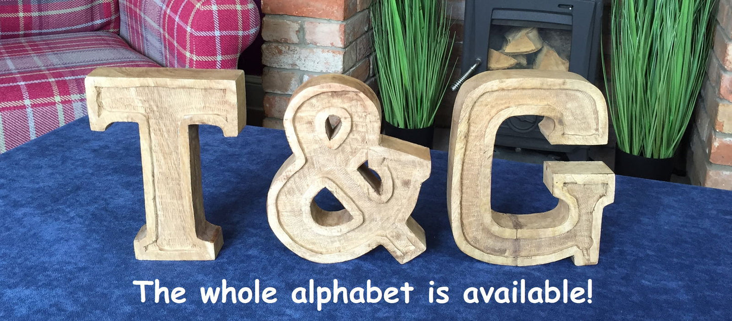 Hand Carved Wooden Embossed Letter P