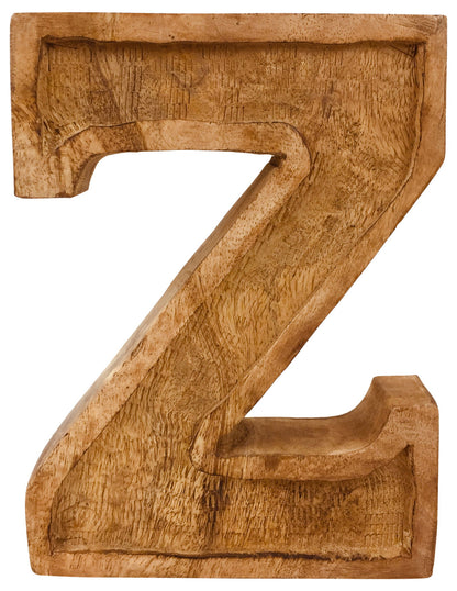 Hand Carved Wooden Embossed Letter Z