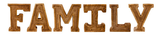 Hand Carved Wooden Embossed Letters Family