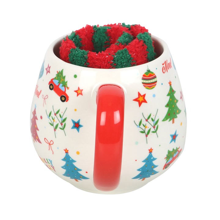 Nostalgic Christmas Print Mug and Socks Set 500ml