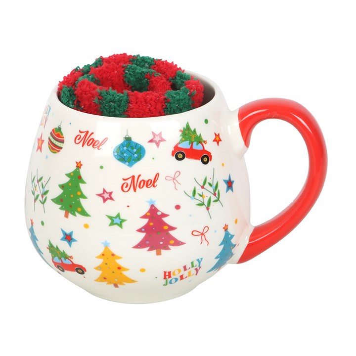 Nostalgic Christmas Print Mug and Socks Set 500ml