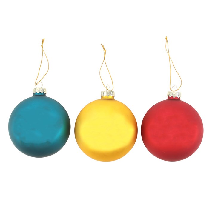 Set of 3 Nostalgic Christmas Glass Baubles 8cm