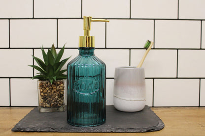 Blue Glass Soap Dispenser