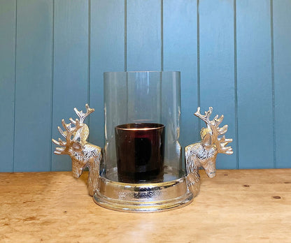 Stag Double Head Pillar Candle Holder