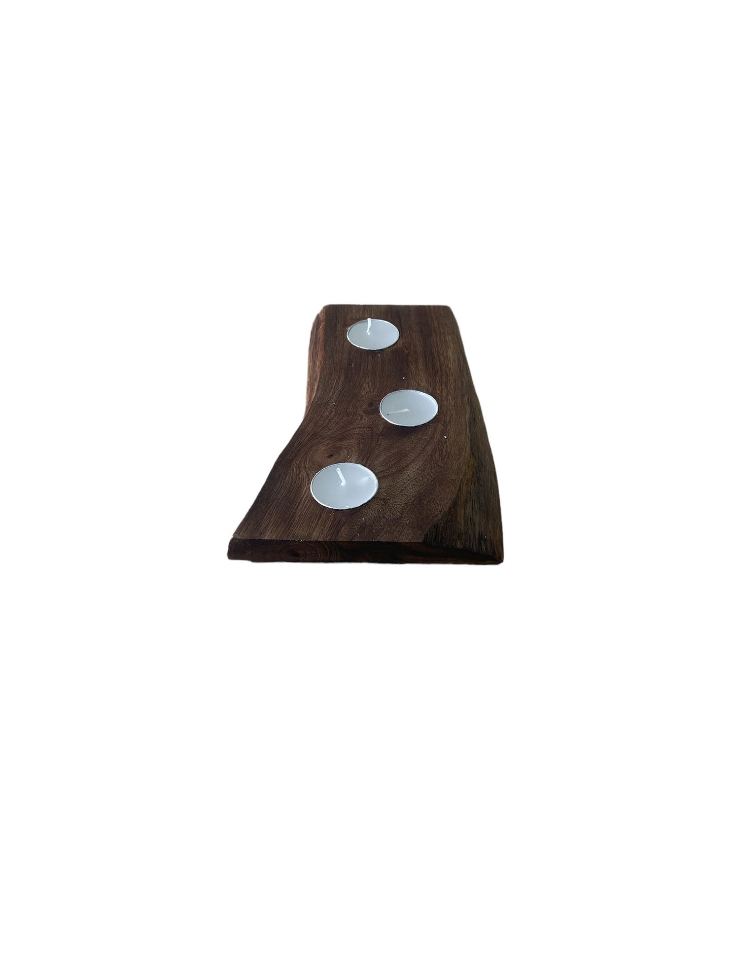 Short Mango Wood 3 Tea Light Holder 25cm