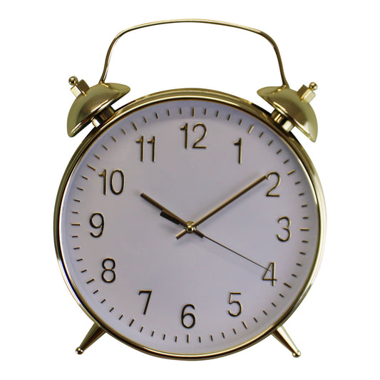 Alarm Style Gold & White Wall Clock