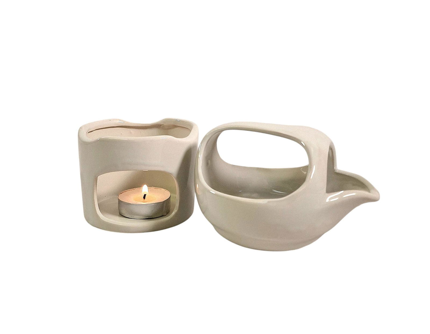 Oil Burner In Off White With Removeable Top