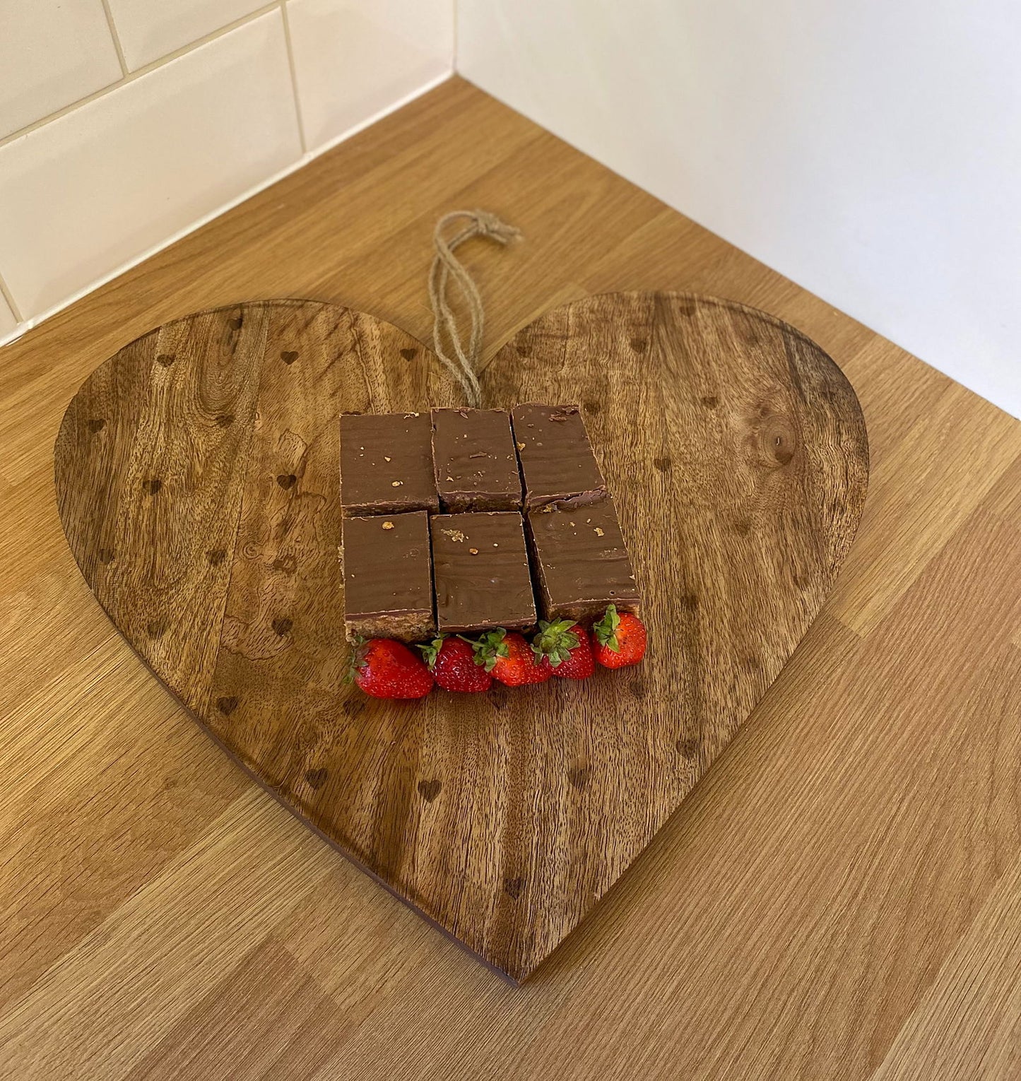 Heart Shaped Wooden Chopping Board Burnt Heart 40cm