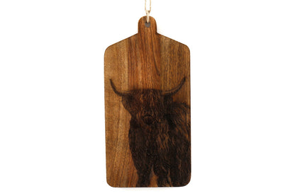 Highland Cow Engraved Wooden Cheese Board