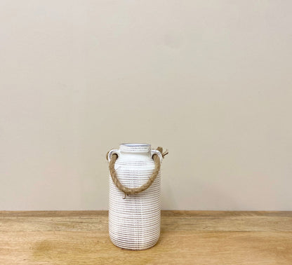 Small Stone Vase with Rope Handle