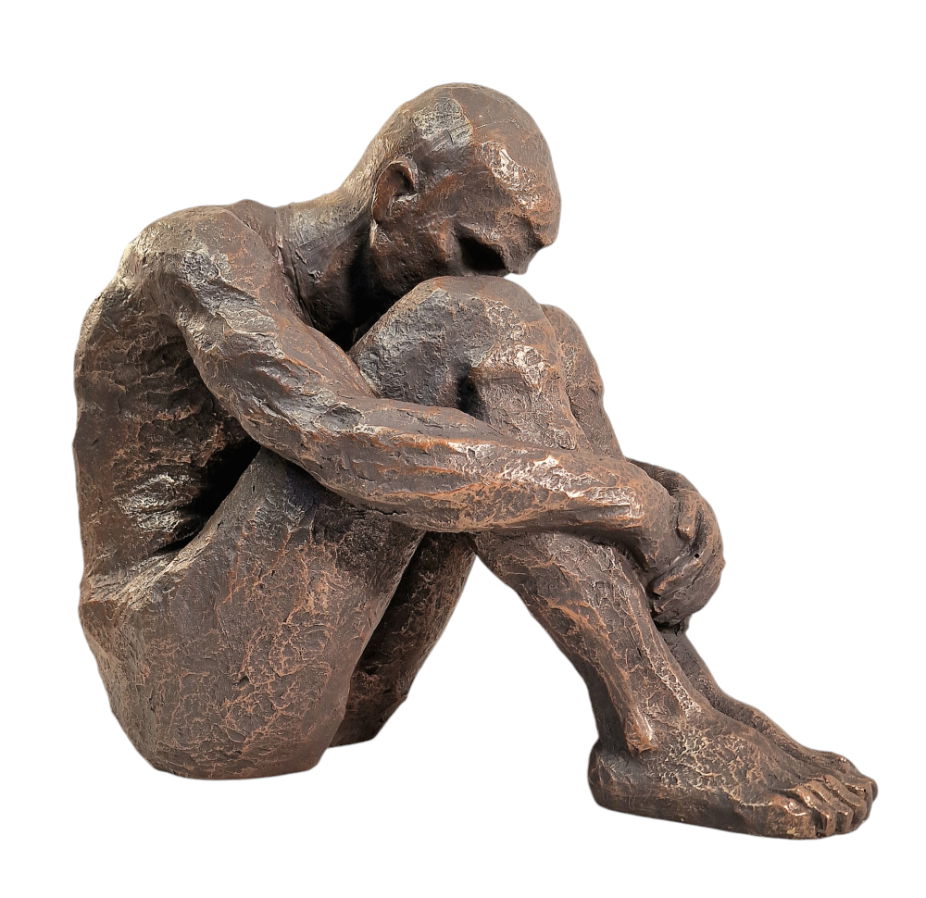 Sitting Man Bronze Style Statue 44.5cm