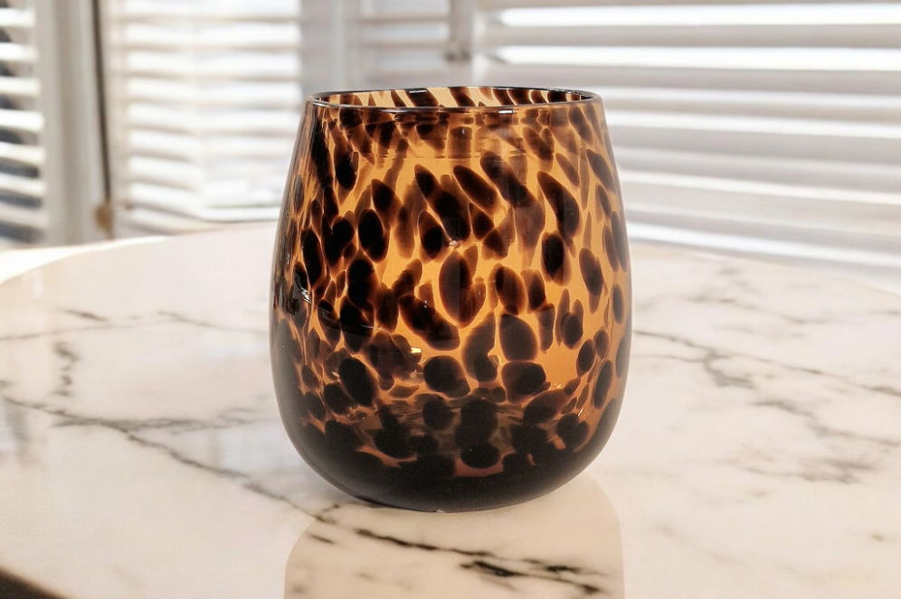 Leopard Print Glass Vase 13cm