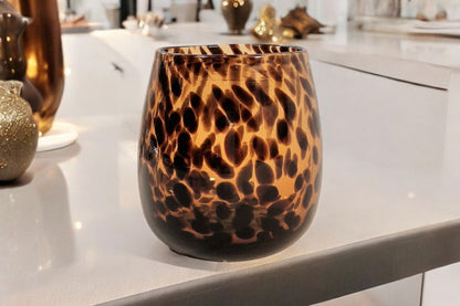 Leopard Print Glass Vase 13cm