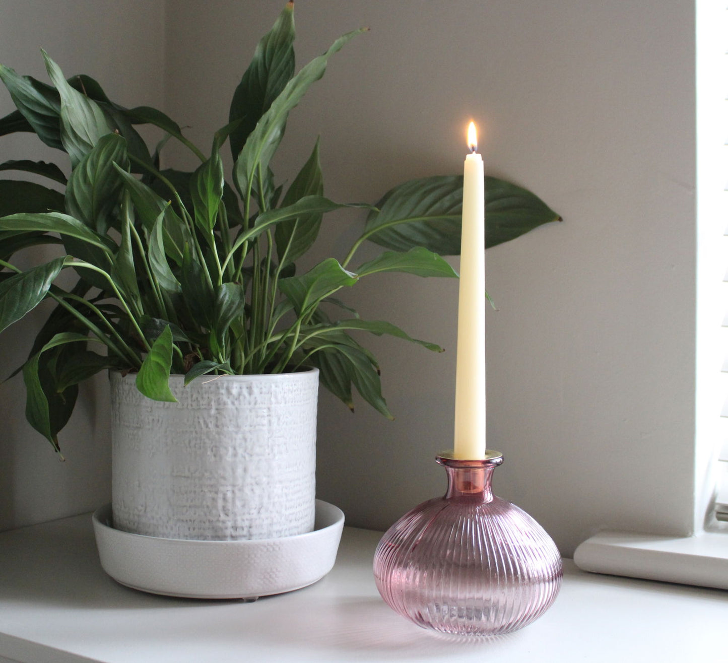 Pink Glass Candle Holder