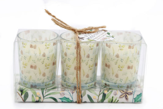 Set Of 3 Alpine Sage Candles 6cm