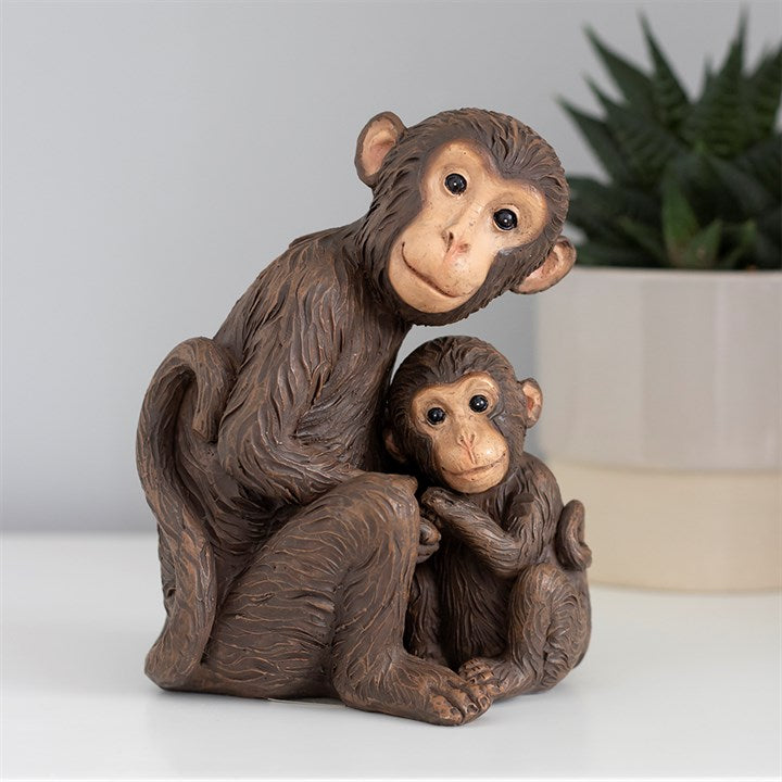 Monkey Mother and Baby Ornament 12cm