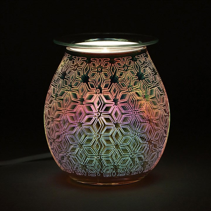 3D Geometric Flower Light Up Electric Oil Burner 14cm