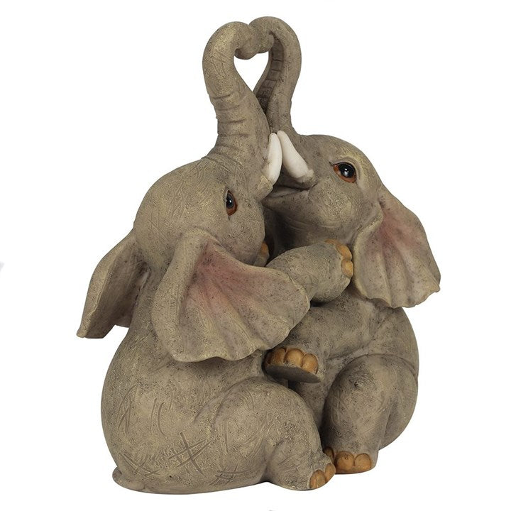 Elephant Embrace Elephant Couple Ornament 12cm