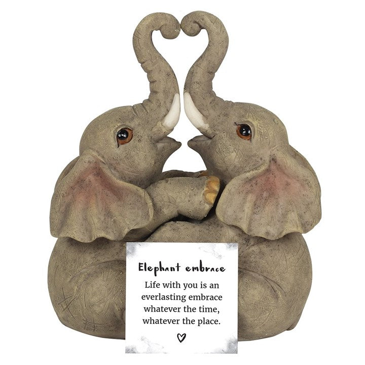 Elephant Embrace Elephant Couple Ornament 12cm