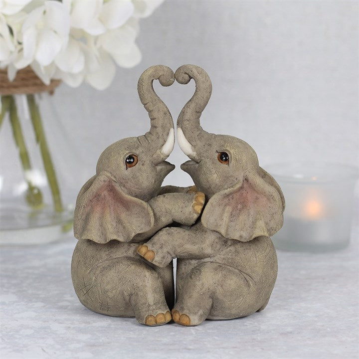 Elephant Embrace Elephant Couple Ornament 12cm